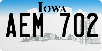 IA license plate AEM702