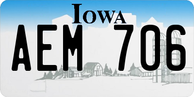 IA license plate AEM706