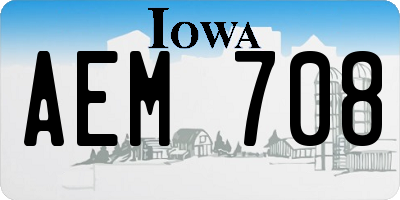 IA license plate AEM708