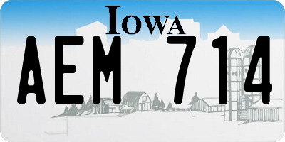 IA license plate AEM714