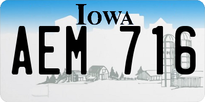 IA license plate AEM716
