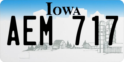 IA license plate AEM717