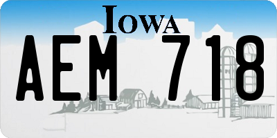IA license plate AEM718