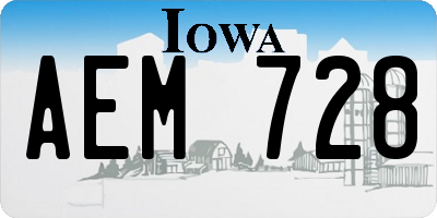 IA license plate AEM728