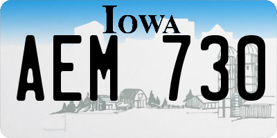 IA license plate AEM730