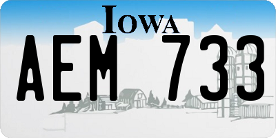 IA license plate AEM733