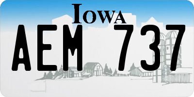 IA license plate AEM737