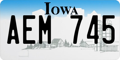 IA license plate AEM745