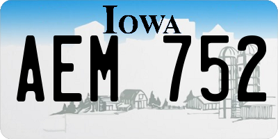 IA license plate AEM752