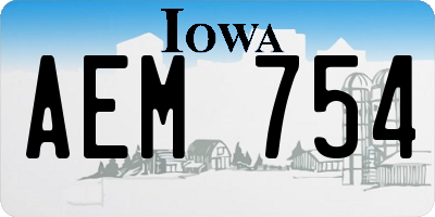 IA license plate AEM754