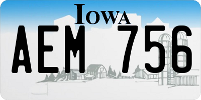 IA license plate AEM756
