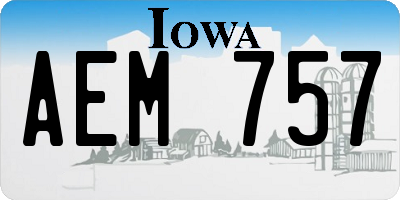 IA license plate AEM757