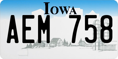 IA license plate AEM758