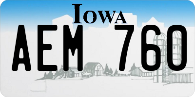 IA license plate AEM760