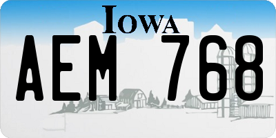 IA license plate AEM768