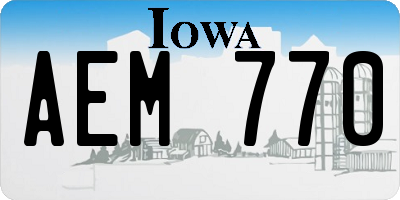 IA license plate AEM770