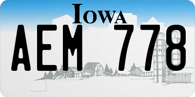 IA license plate AEM778