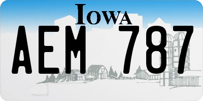 IA license plate AEM787