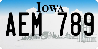 IA license plate AEM789