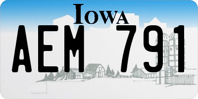 IA license plate AEM791