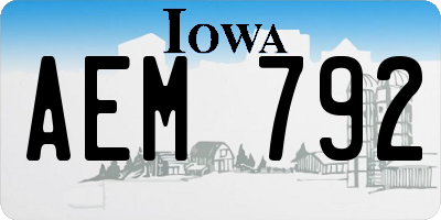 IA license plate AEM792