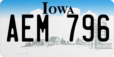 IA license plate AEM796