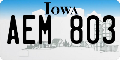 IA license plate AEM803