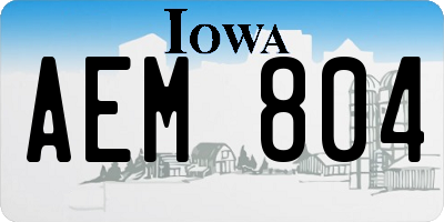 IA license plate AEM804