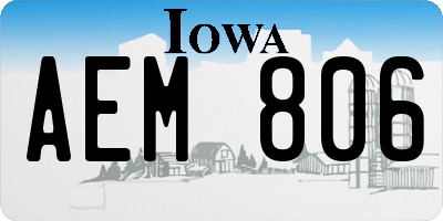 IA license plate AEM806