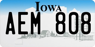 IA license plate AEM808