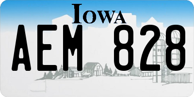 IA license plate AEM828