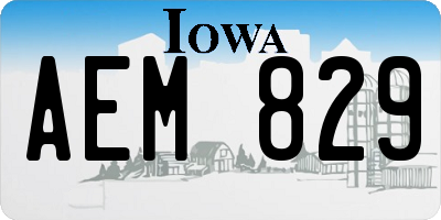 IA license plate AEM829