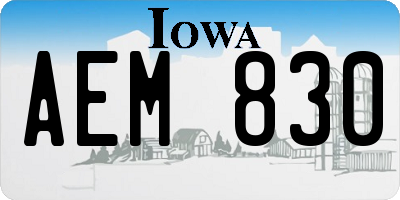 IA license plate AEM830
