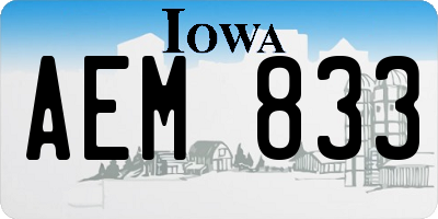 IA license plate AEM833