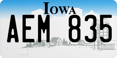 IA license plate AEM835