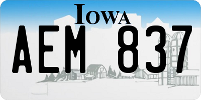 IA license plate AEM837