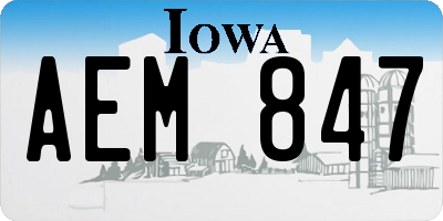 IA license plate AEM847