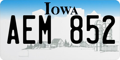 IA license plate AEM852