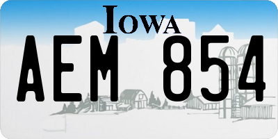 IA license plate AEM854