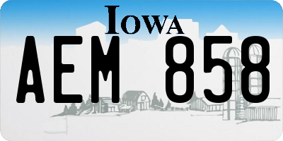 IA license plate AEM858