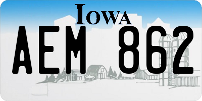 IA license plate AEM862