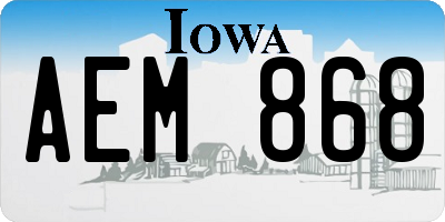 IA license plate AEM868