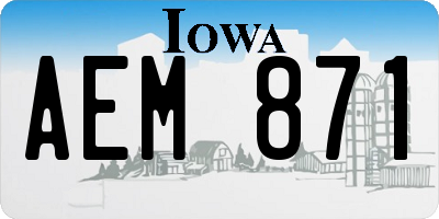 IA license plate AEM871