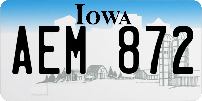IA license plate AEM872