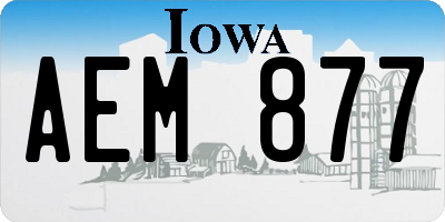 IA license plate AEM877