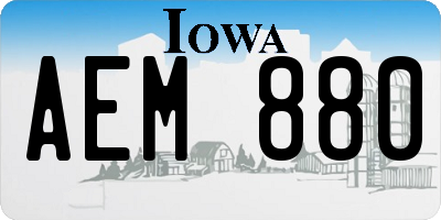 IA license plate AEM880