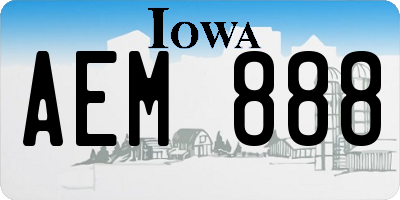 IA license plate AEM888