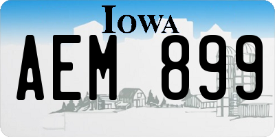 IA license plate AEM899
