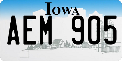 IA license plate AEM905