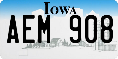 IA license plate AEM908